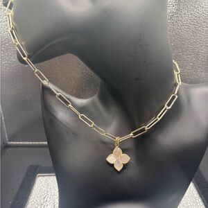 Gold and Pink Pendant Necklace All Mother Of Pearl ❤️